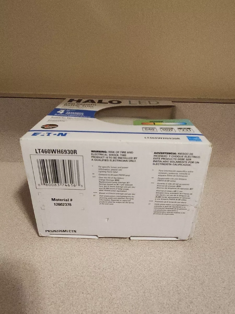 Eaton HALO LED Retrofit Baffle Trim LT460WH6930R White Light Bulb