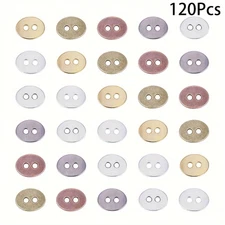 1Box 120Pcs Tibetan Style Alloy Buttons 2-Hole Oval Lead Free