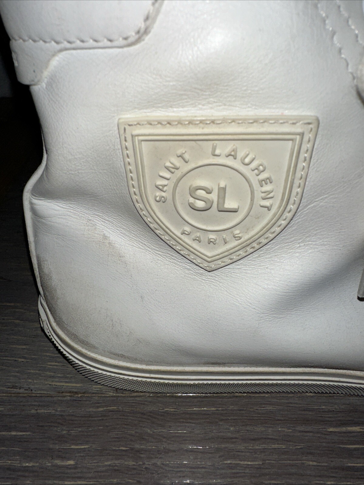 Autentici stivali da ginnastica Saint Laurent uomo bianchi alti design invecchiato 44