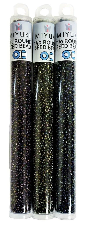 Miyuki Seed Beads Bundle, Size 11/0 Metallic Blue, Green, Purple Iris (24GM x 3) - Image 4 of 4
