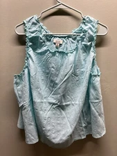 a.n.a womans shirt  sleeveless top womens plus size 1X teal A New Approach New!