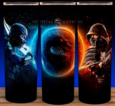 Mortal Kombat Scorpion VS Subzero Cup Mug Tumbler 20oz with lid and straw