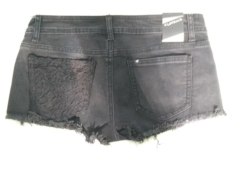 Hot Topic Talla 5 Lovesick Pantalones Cortos Juniors Negro Deshilachado Dobladillo Encaje Nuevo Foto 2 de 4