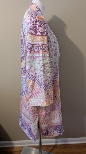 CHICO'S NWT Blooming Dahlia Coastal Tile Duster Kimono Top Jacket Sz 2P 12/14P - Picture 5 of 17