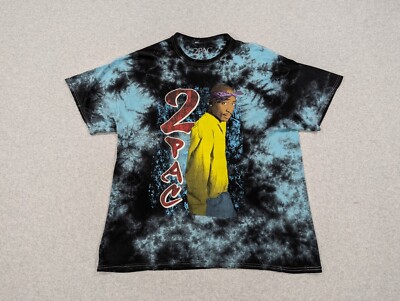 2pac Shirt Mens Large Black Blue Tye Dye Tupac HipHop 90s Retro