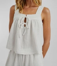 Rails Women's White Enya Gauze Cropped Tank Top Size Large