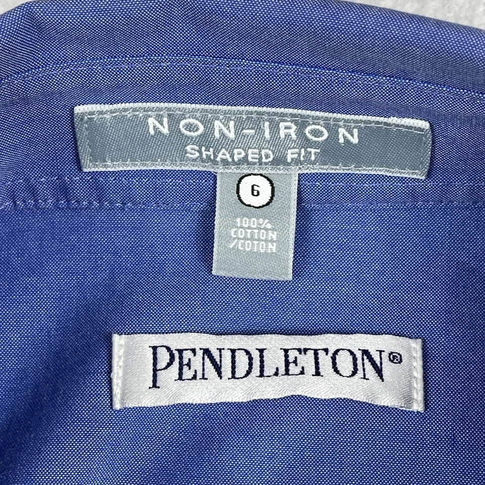 Pendleton Shirt Womens Size 6 Blue Cotton Non Iron Shaped Fit Career Workwear - Image 3 of 4
