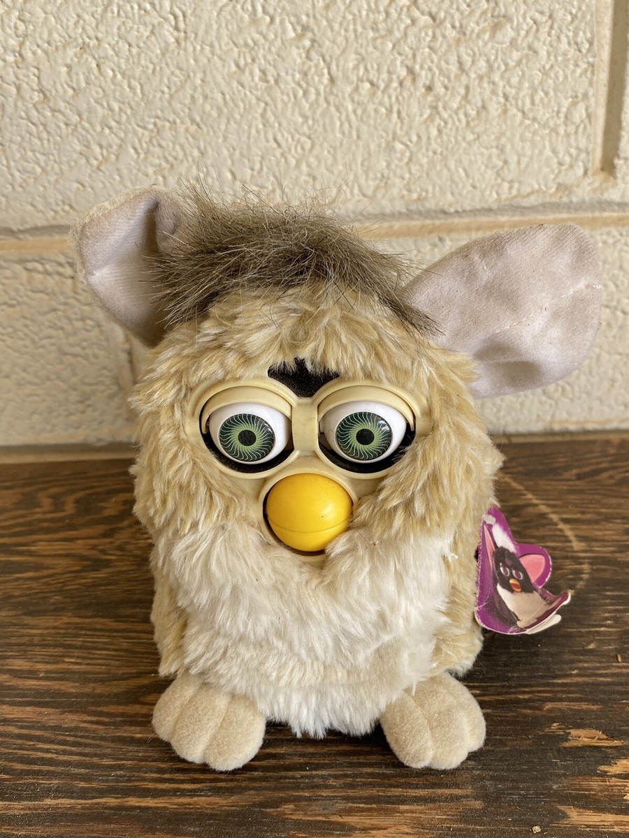 Vintage FURBY Tan White Ears Green Eyes TIGER ELECTRONICS 70-800