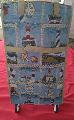 lighthouse tapestry canvas rolling cart (wheels fold down) collapsible expanding