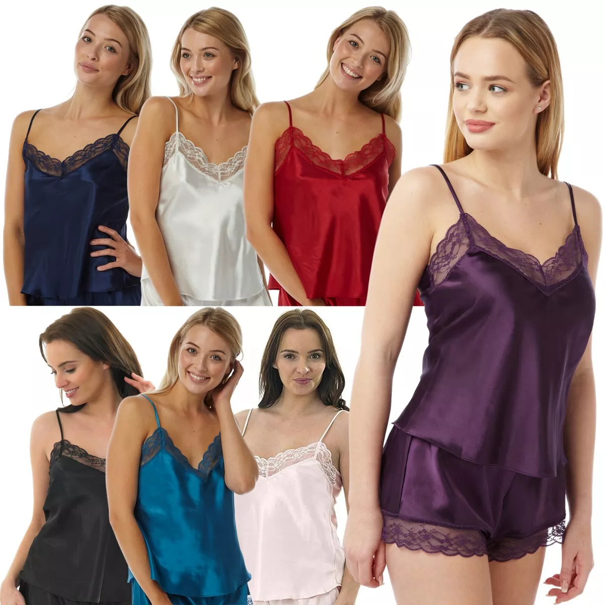 Ladies Satin & Lace Camisole Top With Adjustable Straps by Marlon