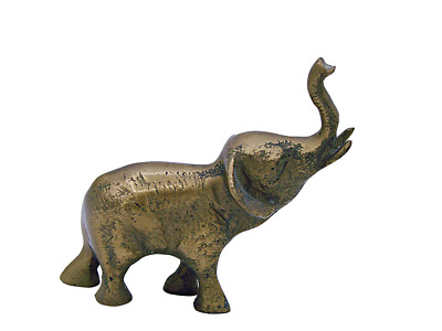 Small Vintage Brass Elephant Statue Figurine Retro Home Decor Trunk Up Good Luck