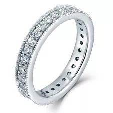 925 Sterling Silver Eternity CZ Wedding Band Engagement Ring Size 3-15 SE1403