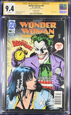 * WONDER WOMAN #96 (1995) CGC 9.4 Signed Bolland JOKER NEWSSTAND ...