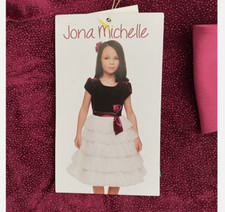Jona Michelle Girl Teared Ruffle Tulle TuTu Dress Wine/Pink Ivory Sparkle 8 NWT