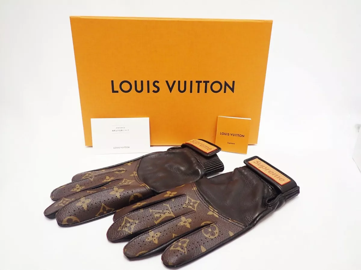 Authentic LOUIS VUITTON Supreme Monogram Gloves MP1893 Baseball Men's  Browns