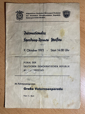 Rennprogramm Int. Speedway Rennen Meißen 1973 DDR Motorsport A5 8 Seiten