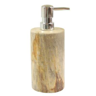 Seifenspender Stein Fossil Bad Deko Naturstein Seife Beige Natur poliert 20 cm 