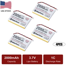 4PCS 3.7V 2000mAh 1S Lipo Lithium Rechargable Battery 3C Micro JST 1.25 Plug