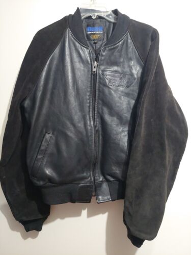 Vanson Buell Motorcycles leather jacket Bomber Suede Sleeves Medium  - Afbeelding 1 van 9