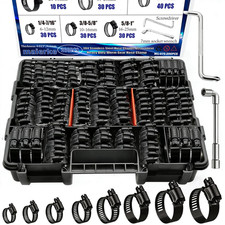 202PCS Stainless Steel Hose Clamps Assortment Kit,Metal Adjustable 1/4"-2" 6-51M