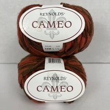 Reynolds Cameo Wool Blend Yarn 1436 Rusty Red Twist Fashion 55 yds ea Lot of 2