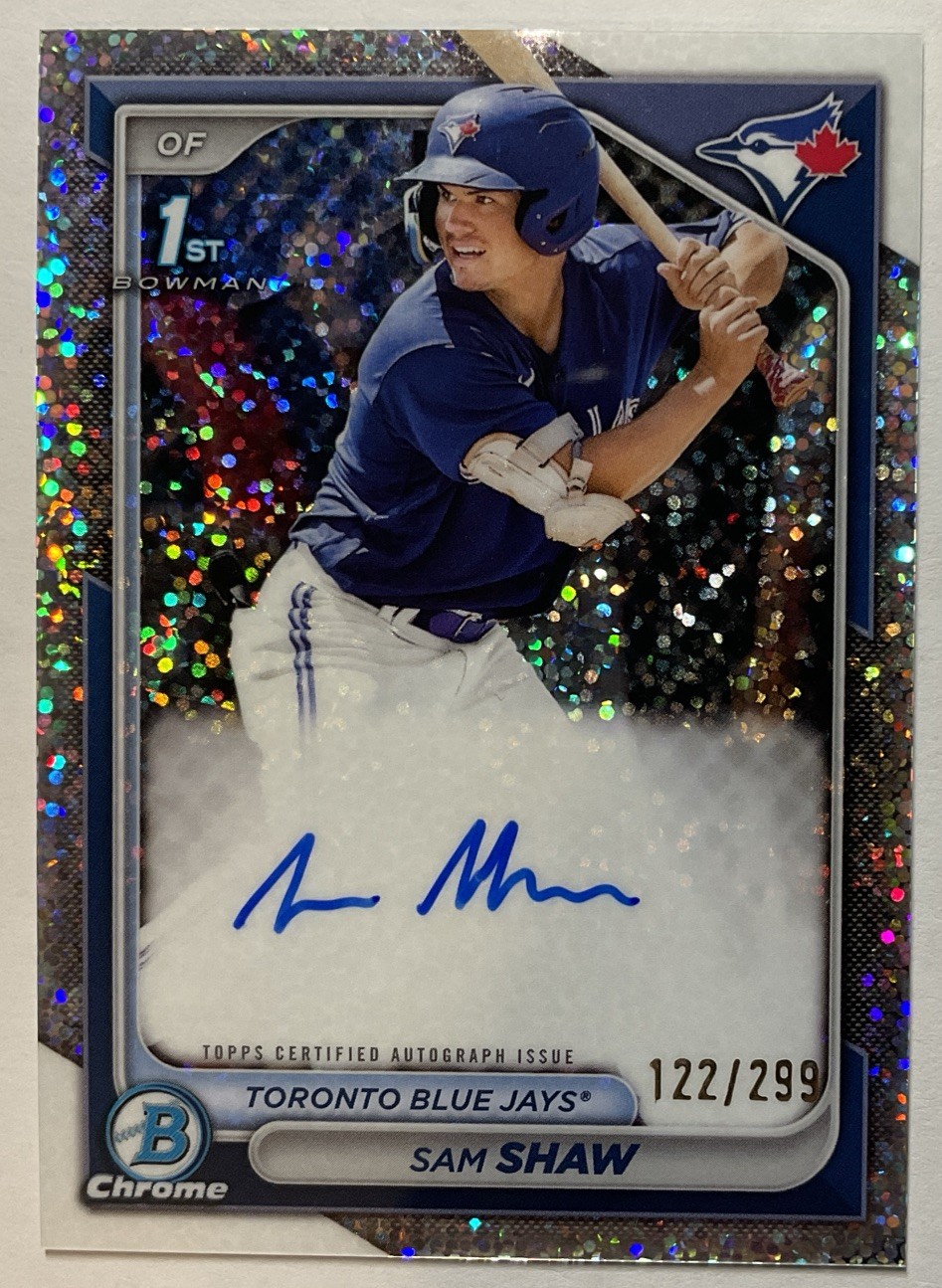 2024 Bowman Chrome 1st Auto CPA-SS Sam Shaw Speckle Refractor /299 Blue Jays 