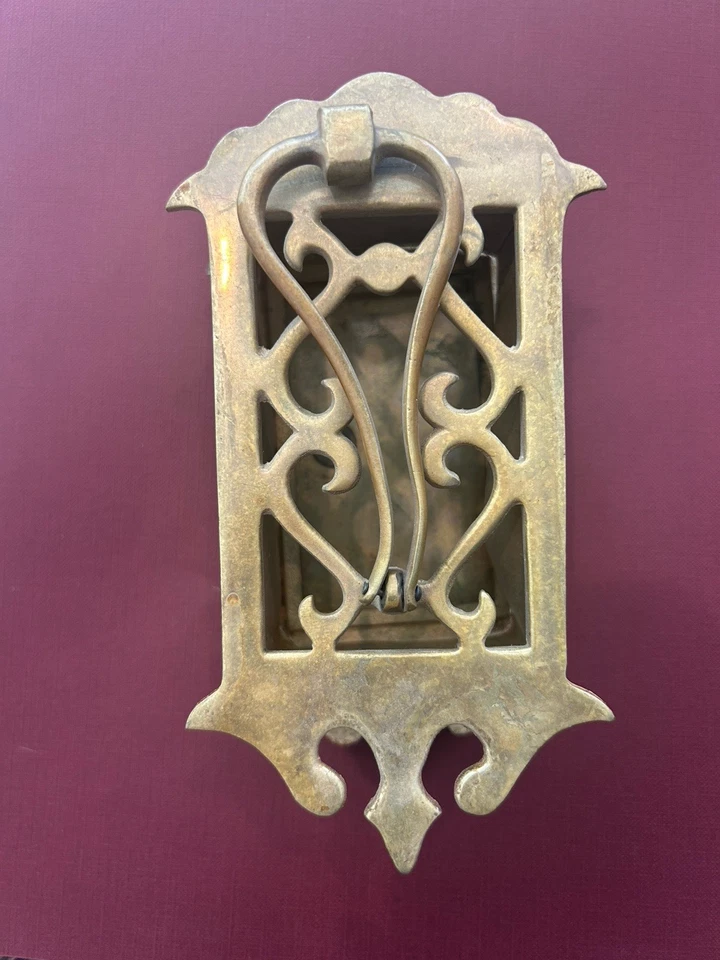 Antique Brass Art Deco Speak Easy Peep Hole Door Knocker  - Image 3 of 4