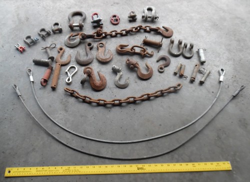34 PC RIGGING CLEVIS Crosby Tow Hooks Chain Lifting Swaged End Wire Cable & Pins
