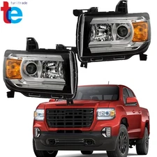 For GMC Canyon 2015-22 Front Headlight Halogen W/LED DRL Chrome Replacement Pair