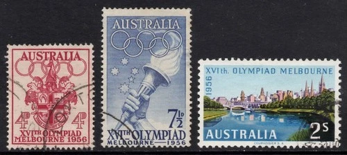 AUSTRALIA 1956  7.1/2d  DEEP-BRIGHT -BLUE OLYMPIC GAMES ,MELBOURNE  STAMP VFU.