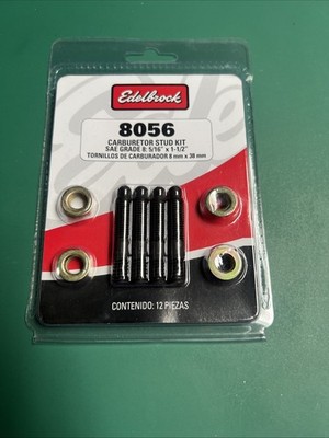 Edelbrock Carburetor Stud Kit 8056; Bullet Nose Black Oxide 1.5 in. w/ Nuts