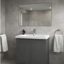 Anthracite Floor Standing 2 Door Vanity Unit 600mm Ceramic Basin Black Tap