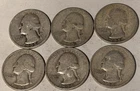 Lot of 6 1935 Washington Silver Quarters 90% percent silver sold for melt