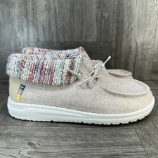 Hey Dude Wendy Fold Youth 1 Cream Multi Baja Slip On Loafers NEW 40560-1LT