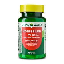 Spring Valley Potassium Dietary Supplement Caplets for Heart Health, 99 mg, 100