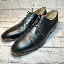 Johnston & Murphy Sanborn Cap Toe Dress Shoes Mens 11 M Black Leather Career