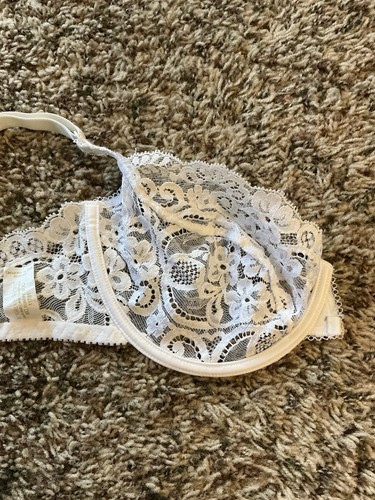 Vintage Victoria Secret Bra 36C Gold Label White Lace Unlined Unpadded Underwire - Picture 11 of 11