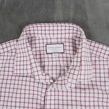 Charles Tyrwhitt Gingham Shirt Mens 19/37 White Burgundy Check Non-Iron Classic