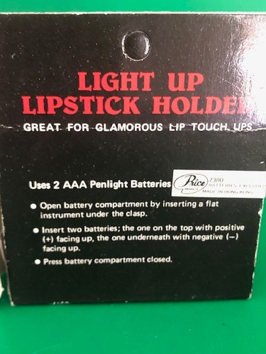 Astuccio porta rossetti vintage in plastica nera illuminato con specchio in scatola originale - Foto 5 di 7