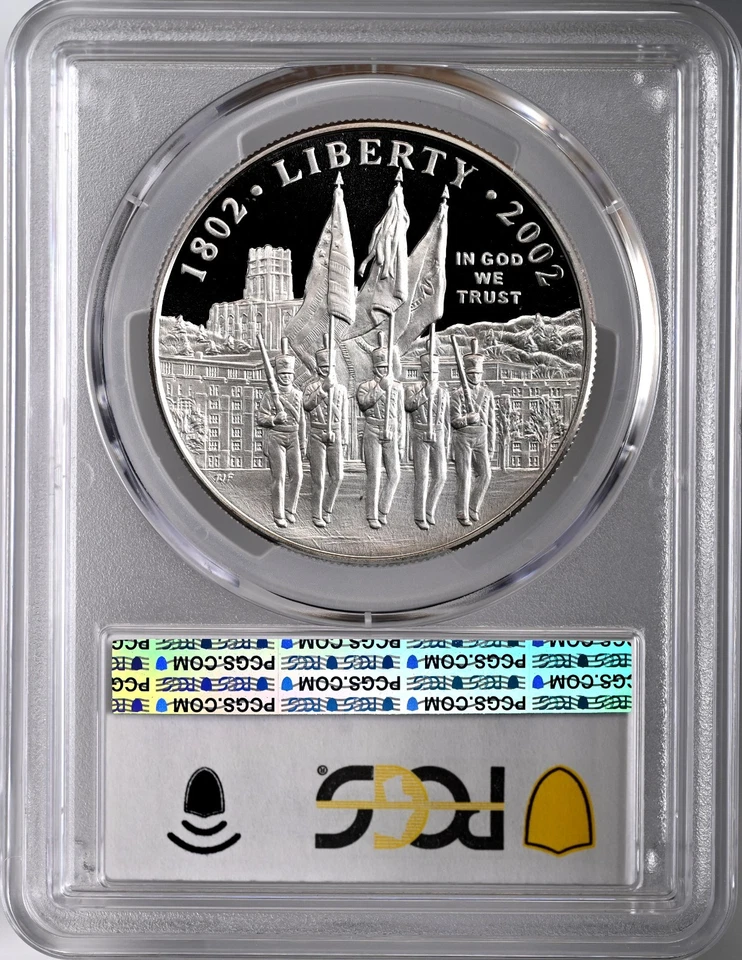 2002-W $1 WEST POINT PROOF SILVER DOLLAR COMMEMORATIVE PCGS PR70 DCAM #49031885 - Image 4 of 4
