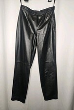 Vintage 90s Jones New York Leather Pants High Rise Straight Black Size 6