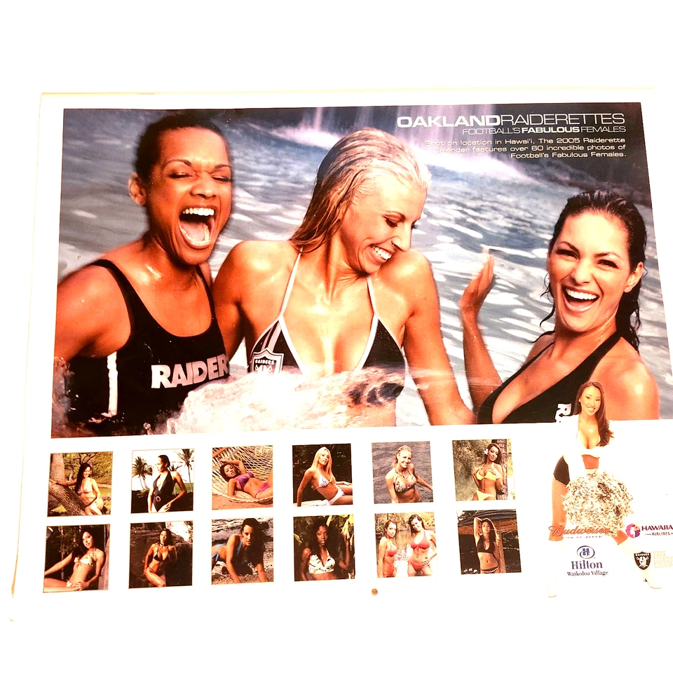 Calendario Oakland Raiders Raiderettes 2005 firmado por muchas de las niñas de colección Foto 2 de 3