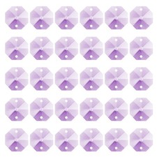 K9 Crystal Octagon Beads 2 Holes 60 Pack 14mm Chandelier Prisms, Light Purple