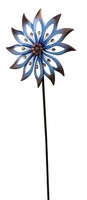 Windrad Metall Blume Blau Kupfer Gartenstecker 157,5Cm Garten Dekoration Deko