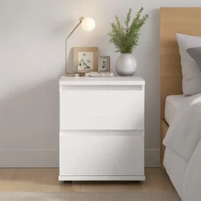 Aurora 2-Drawer White Nightstand