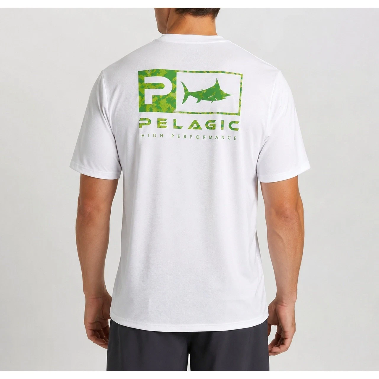 Pelagic PFG Performance Fishing Shirt Small White Short Sleeve Marlin Logo UV