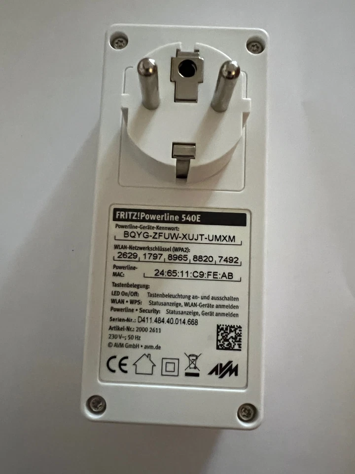AVM FRITZ!Powerline 540E Einzeladapter WLAN-Access Point - Bild 2 von 3