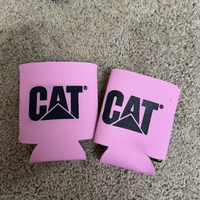 2 Caterpillar CAT Equipment Pink/ Black Collapsible Beer/Soda Can Cooler Sleeve 