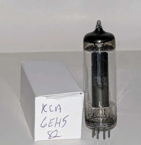 Vintage Tested Good RCA 6EH5 Audio Amplifier Radio Vacuum Tube Black Rnd.  Plate