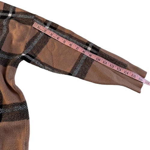 Max Studio Pullover Damen Übergröße 1X kariert V-Ausschnitt Langarm Pulli braun - Bild 9 von 11